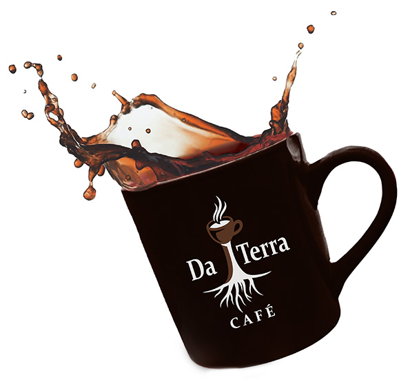 Da Terra Cafe Logo on a cup of coffee